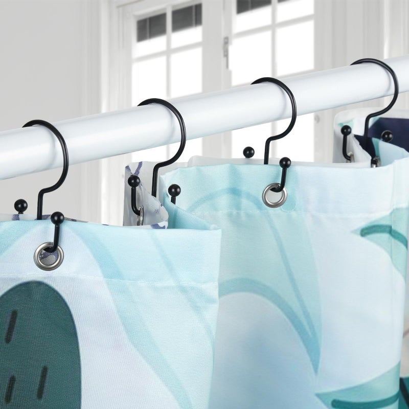 Goowin 24 Pcs Shower Curtain Hooks, Goowin Shower Curtain Rings, Durable Rust Proof Black Shower Curtain Hooks, Shower Rings for Curtain, Double Glide Shower Curtain Hooks for Shower Curtain Rods, Black - Image 2